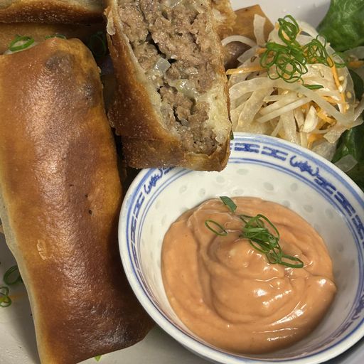 Bae-b Cheese Burger Spring Rolls