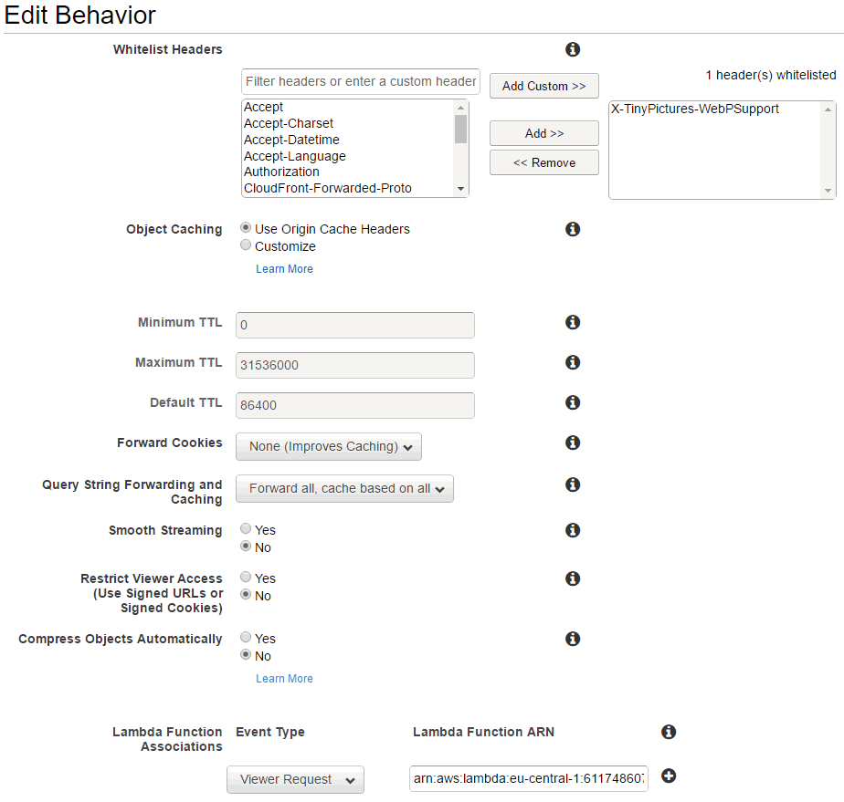 Cloudfront behavior configuration